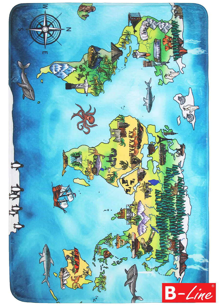 Detský kusový koberec World Map