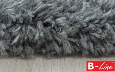 Kusový koberec Fluffy Shaggy 3500 Light Grey/kruh